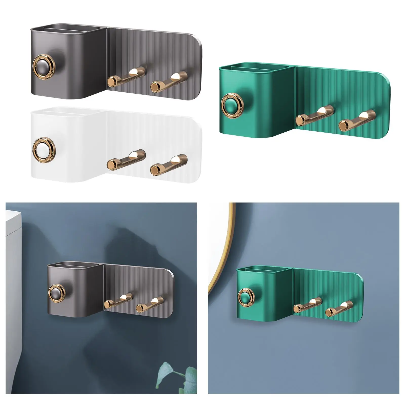 Suporte de parede para secador de cabelo, bandejas para banheiro, auto pasta, resistente, suporte para secador de cabelo