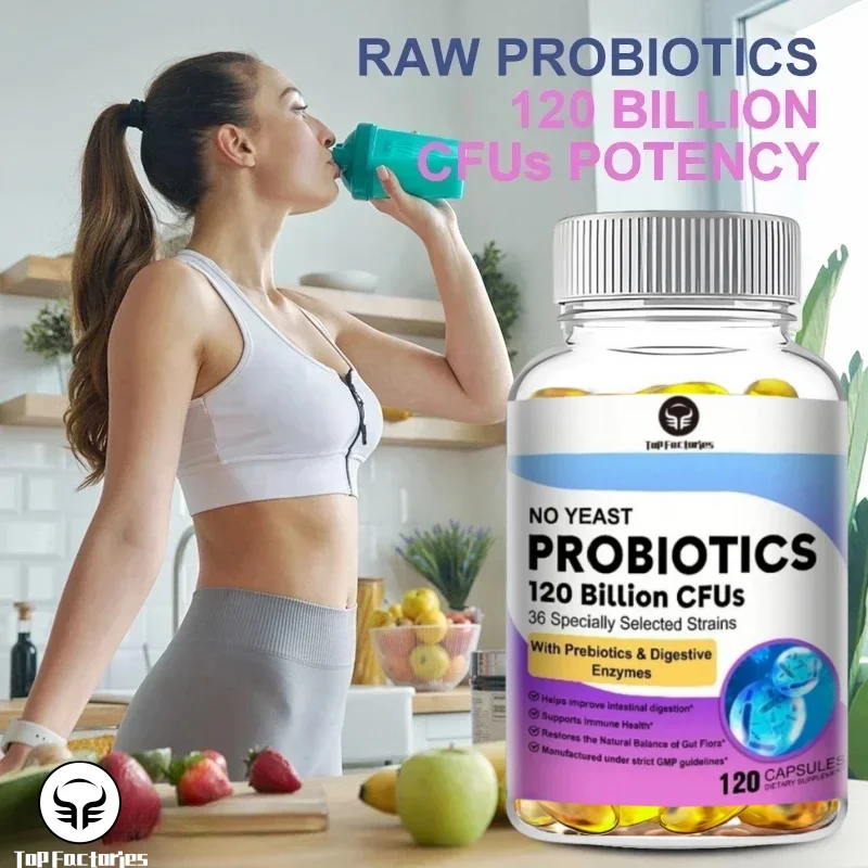 Probiotics 120 Billion CFU 36 Strains Contains Prebiotics and Digestive Enzymes for Digestion and Immune Support Vegan, Non-GMO