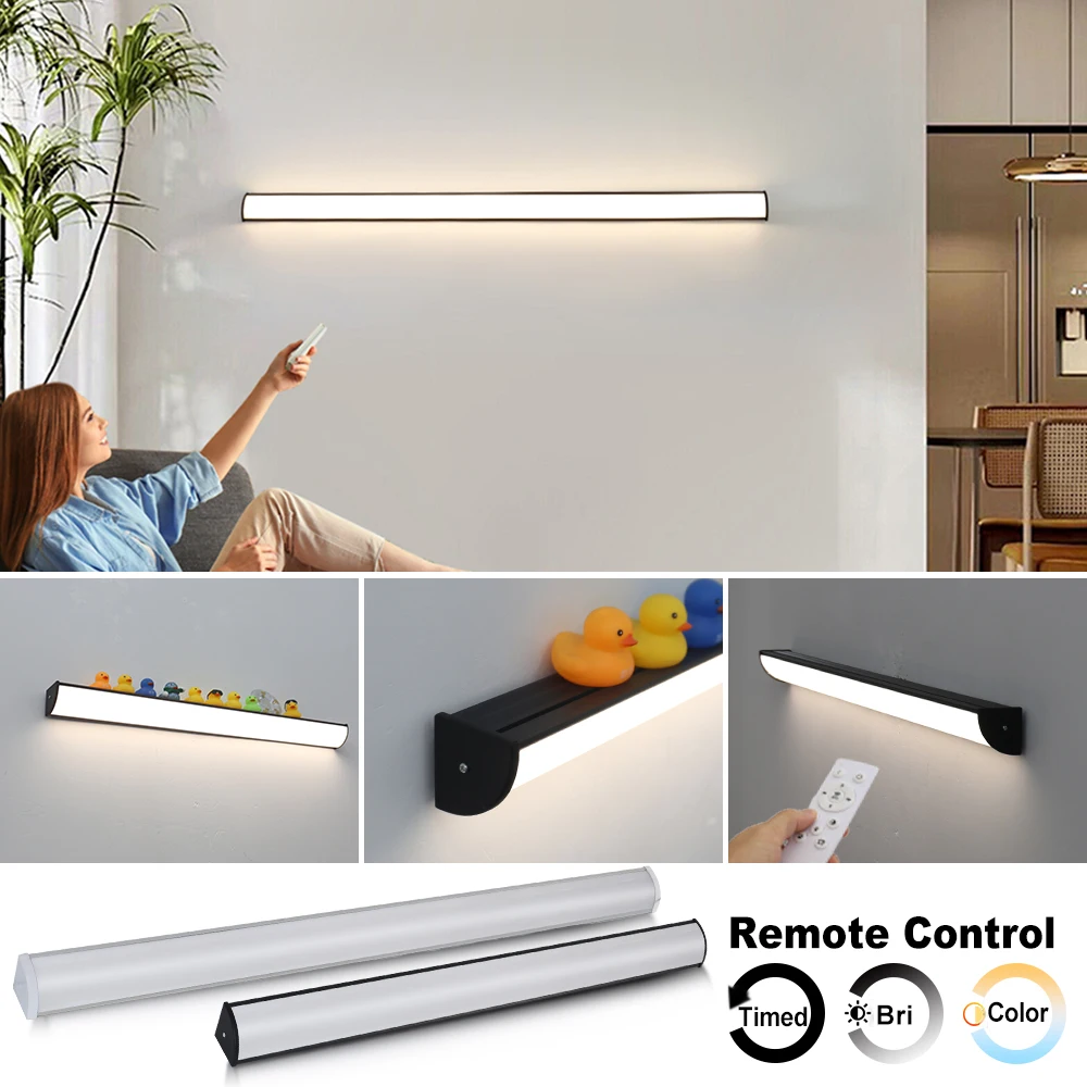 Imagem -05 - Modernas Lâmpadas de Parede Led de Cor Dupla Arandelas Controle Remoto Luzes Interiores Impermeáveis Quarto ao ar Livre e Banheiro 55 cm 80 cm 100 cm 120cm