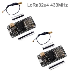 2Sets LoRa32u4 RA02 RA-02 433MHz Lora Module Development Board IOT with Antenna, Long Range 1KM LiPo SX1278 DIY0031