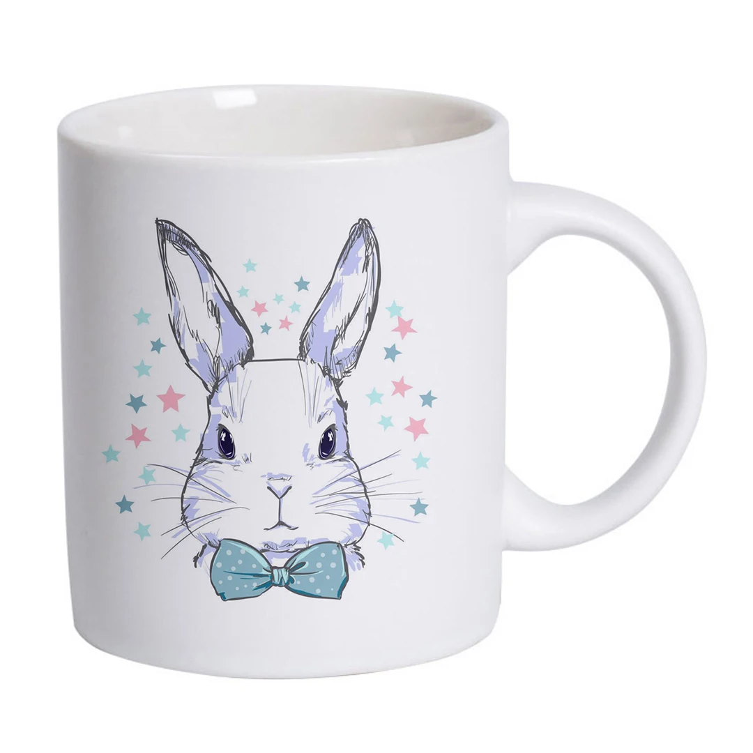 souvenirs gift custom ceramic gift for kids cute printed rabbit mugs