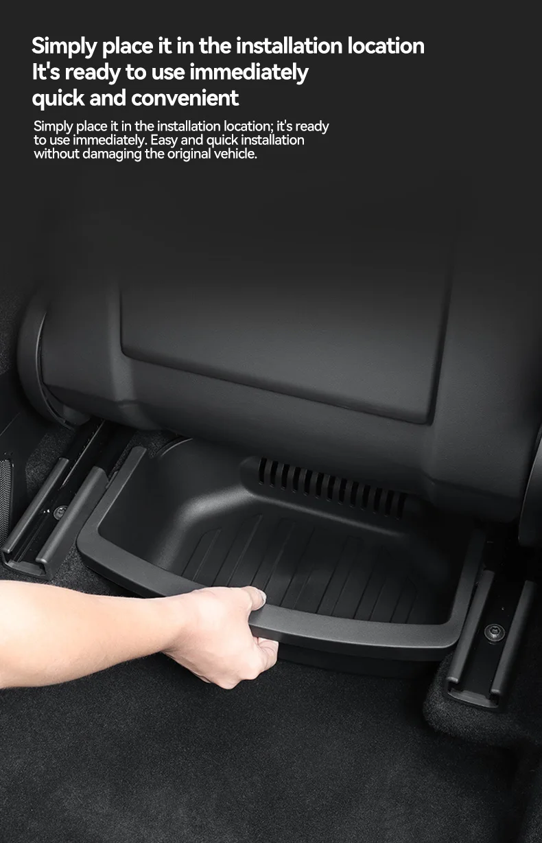 YZ Under Seat Storage Box For Tesla Model YL 6-Seat 2026 Drawer Front Rear Seat Lower Organizer Tray Car Interior Accessories