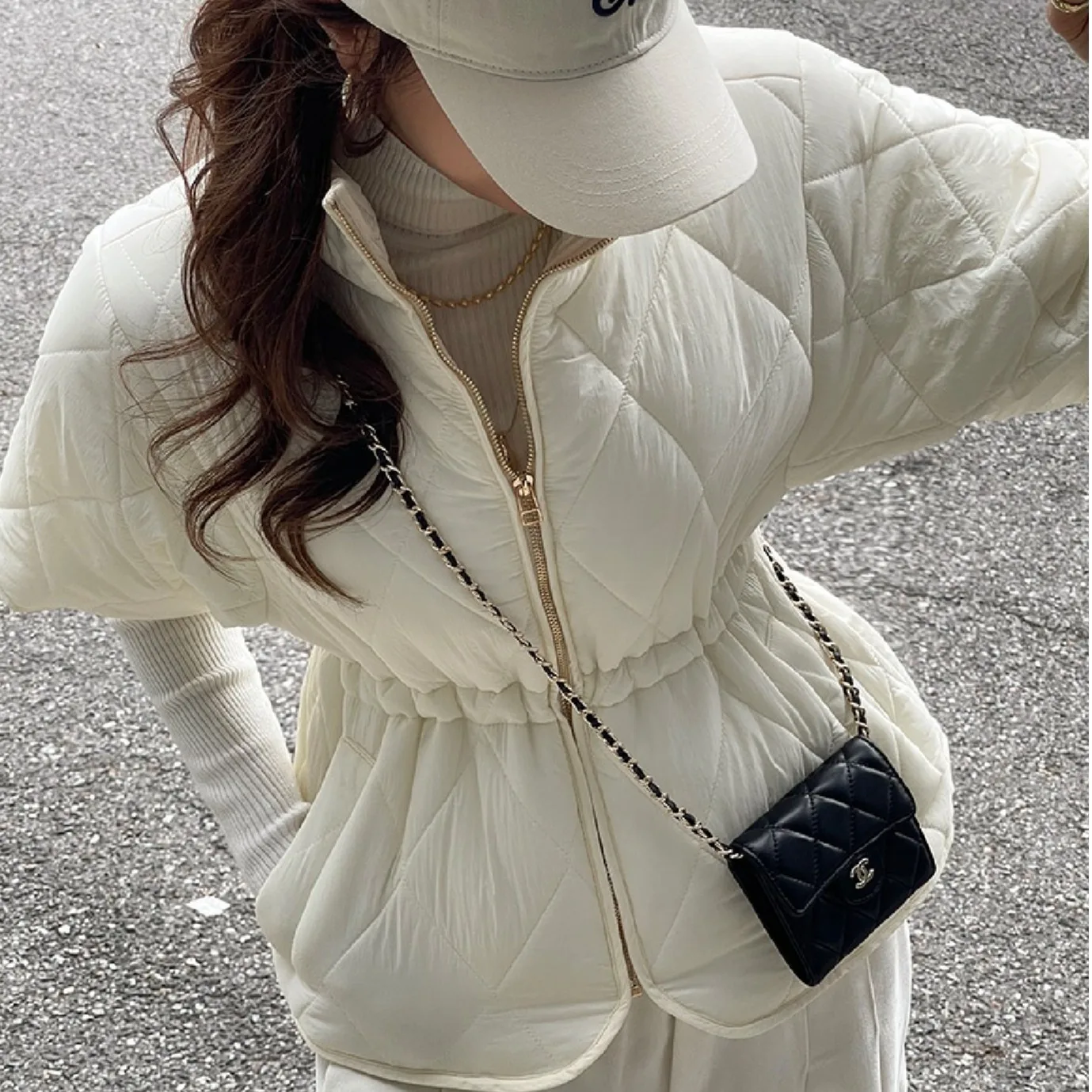 Korean Style Cotton Vest Jacket Quilted Diamond Pattern Women's Fashionable Outerwear Winter Season Ladies Premium Cotton Coat