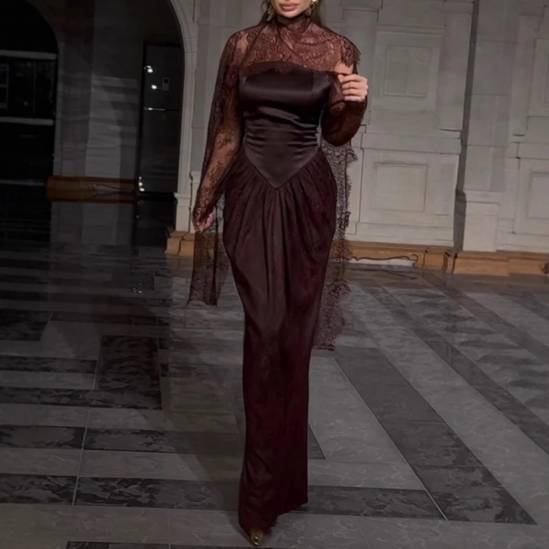 

2026 Новое весенне-осеннее благородное элегантное платье макси с длинными рукавами - великолепное женское вечернее платье для вечеринки, свадьбы