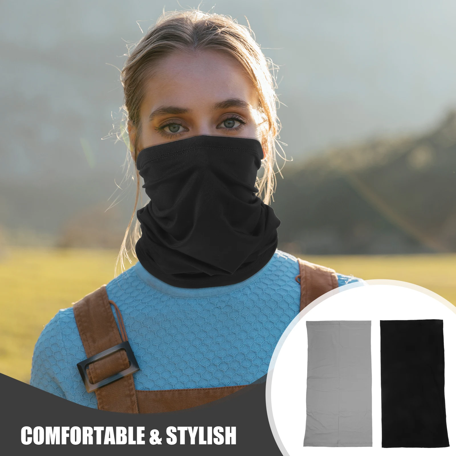 

2pcs Reusable Soft Elastic Face Hood Neck Gaiter Windproof Balaclava Ski Mask For Cycling Hiking Mountaineering Unisex Outdoor