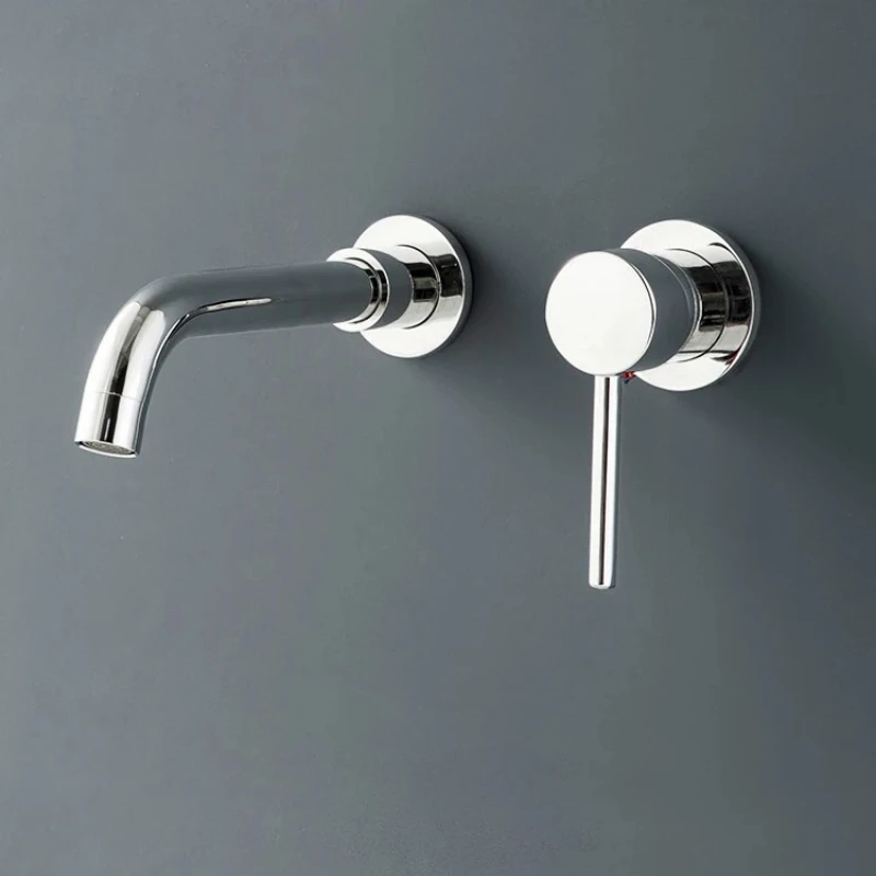 Brushed Gold Basin Faucet Concealed Wall-Mounted Mixer Tap 360 ° Rotating Hot and Cold Water Tap