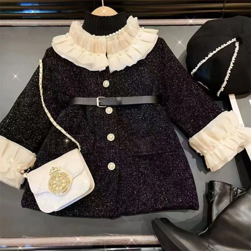 Girl Coat Winter 2025 New Style Cashmere Plaid Wool Coat Coat For 2 3 4 5 6 7 8 Years Old Kids Clothing