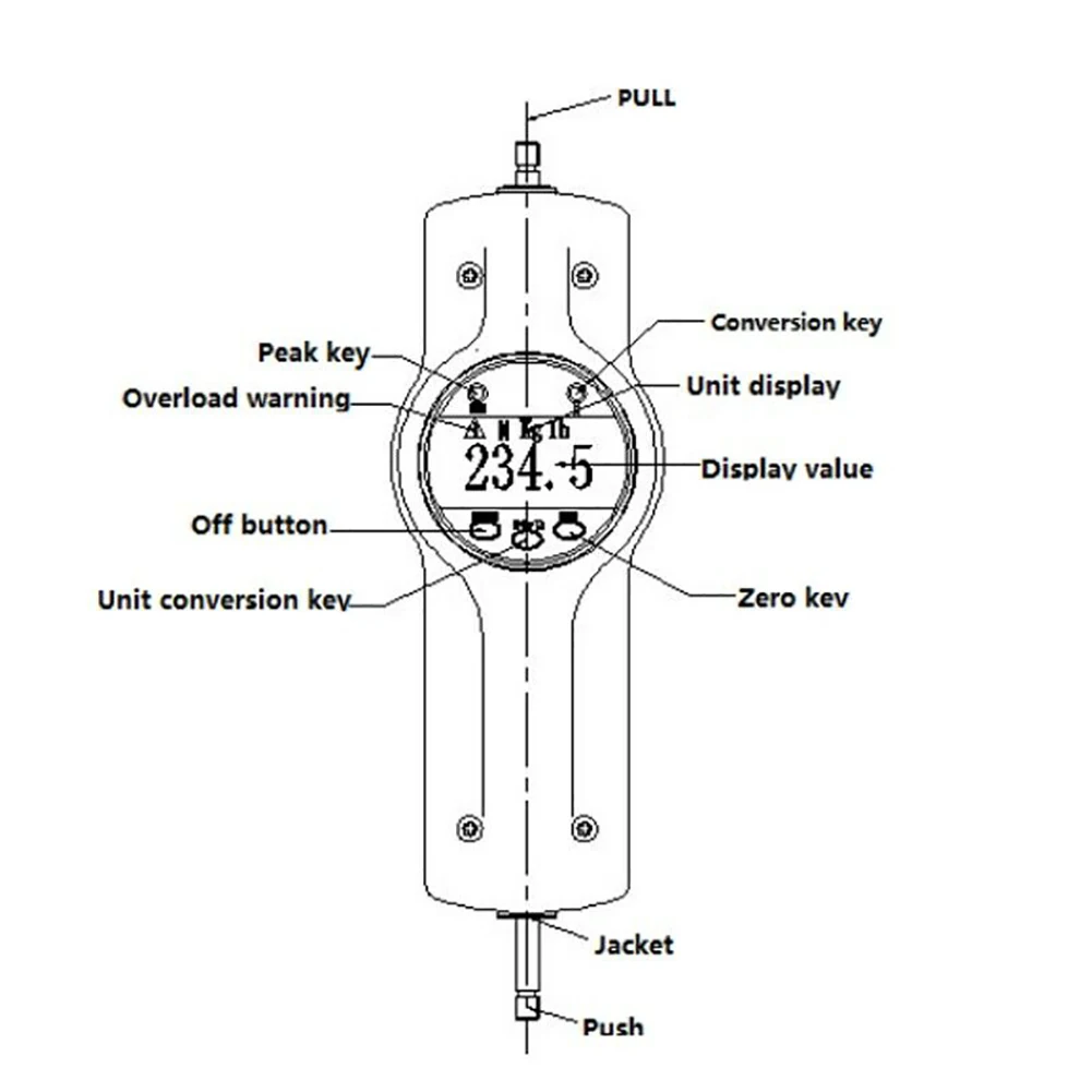 Push Pull Force Gauge 500N Digital Dynamometer for Load Measurement in Automotive Parts and Electrical Devices