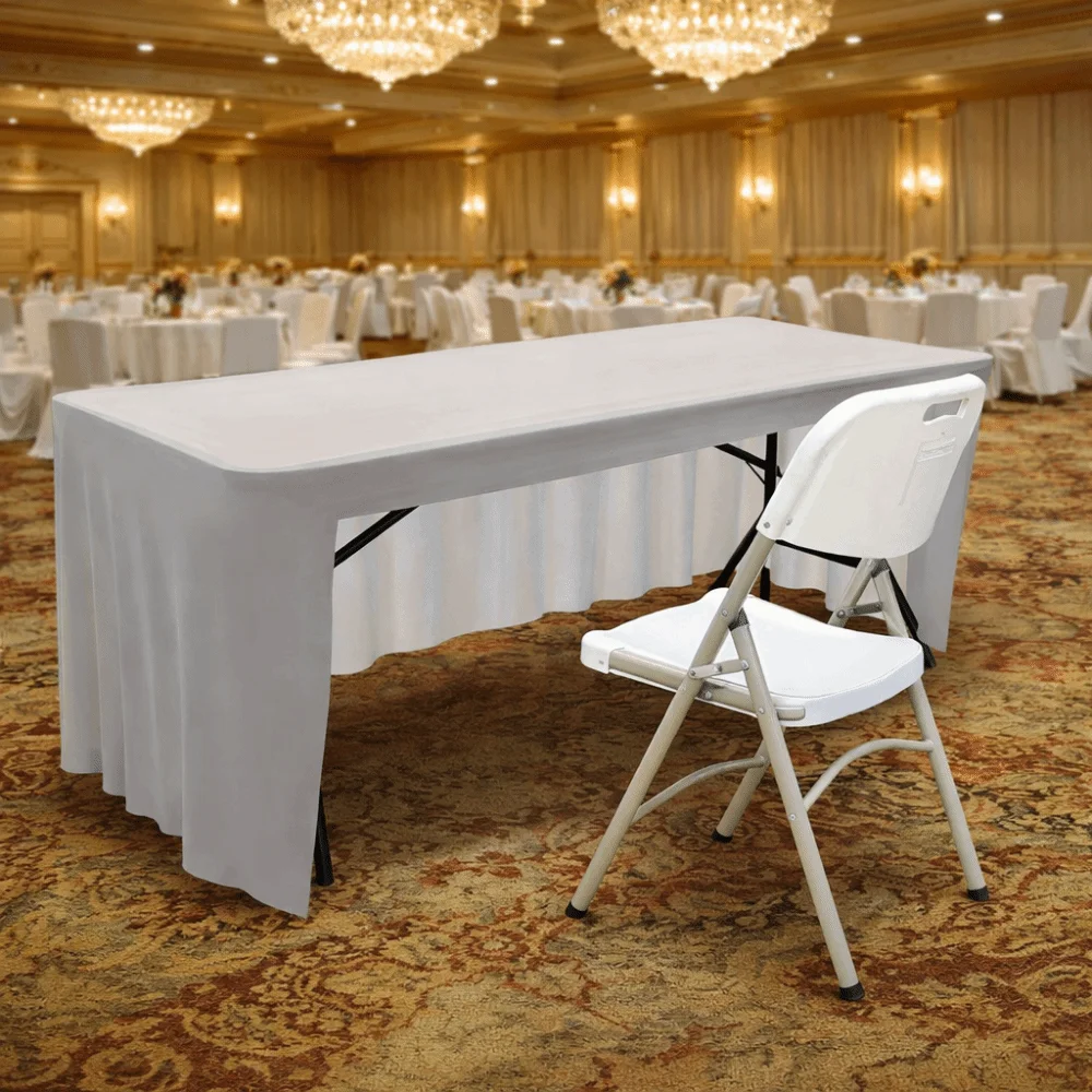 Practical Solid Color Spandex Stretch Tablecloth Rectangular Elastic Table Cover Washable Soft Table Skirt Wedding