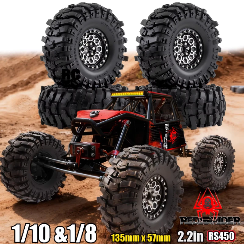 

Metal 2.2 inch Beadlock Wheel Rims Hubs with OD Rubber Tires for Axial Wraith TRX-4 1/10 RC Crawler Model Car Part