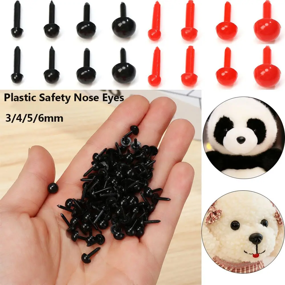 100pcs/box 3mm/4mm/5mm/6mm Mini Black Plastic Safety Triangle Nose for Toy Doll for Plush Dog Stuffed Animals Dolls Accessories