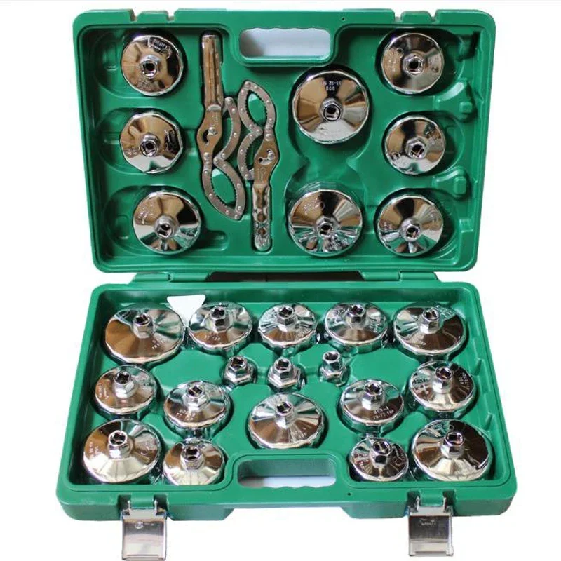 27Pcs Set Oil Filter Cap Removal Wrench Socket Set Ratchet Spanner Cup Type With Portable Storage Case Auto Car Accessories