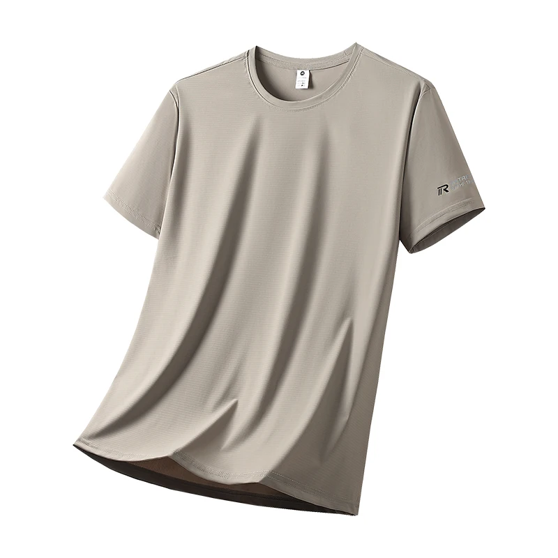 

Мужская летняя универсальная футболка из ледяного шелка с коротким рукавом для занятий спортом на открытом воздухе, влагоотводящая, быстросохнущая, повседневная, дышащая футболка