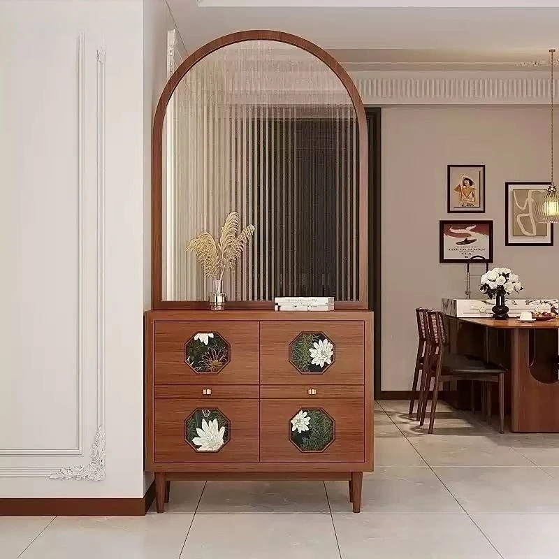 Solid wood screen entrance shoe cabinet storage Changhong glass partition living room sofa side