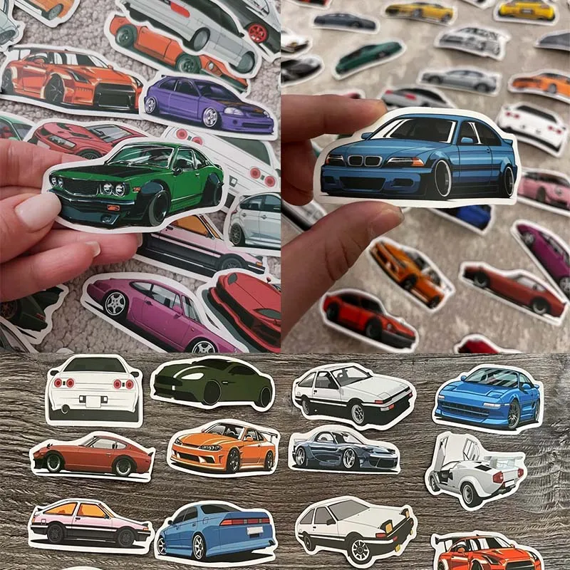 

50PCS Cool Racing jdm Car Stickers Vinyl PVC Sticker Decoration for Laptop Luggage Motorcycle Water Bottle Living Room kids gift