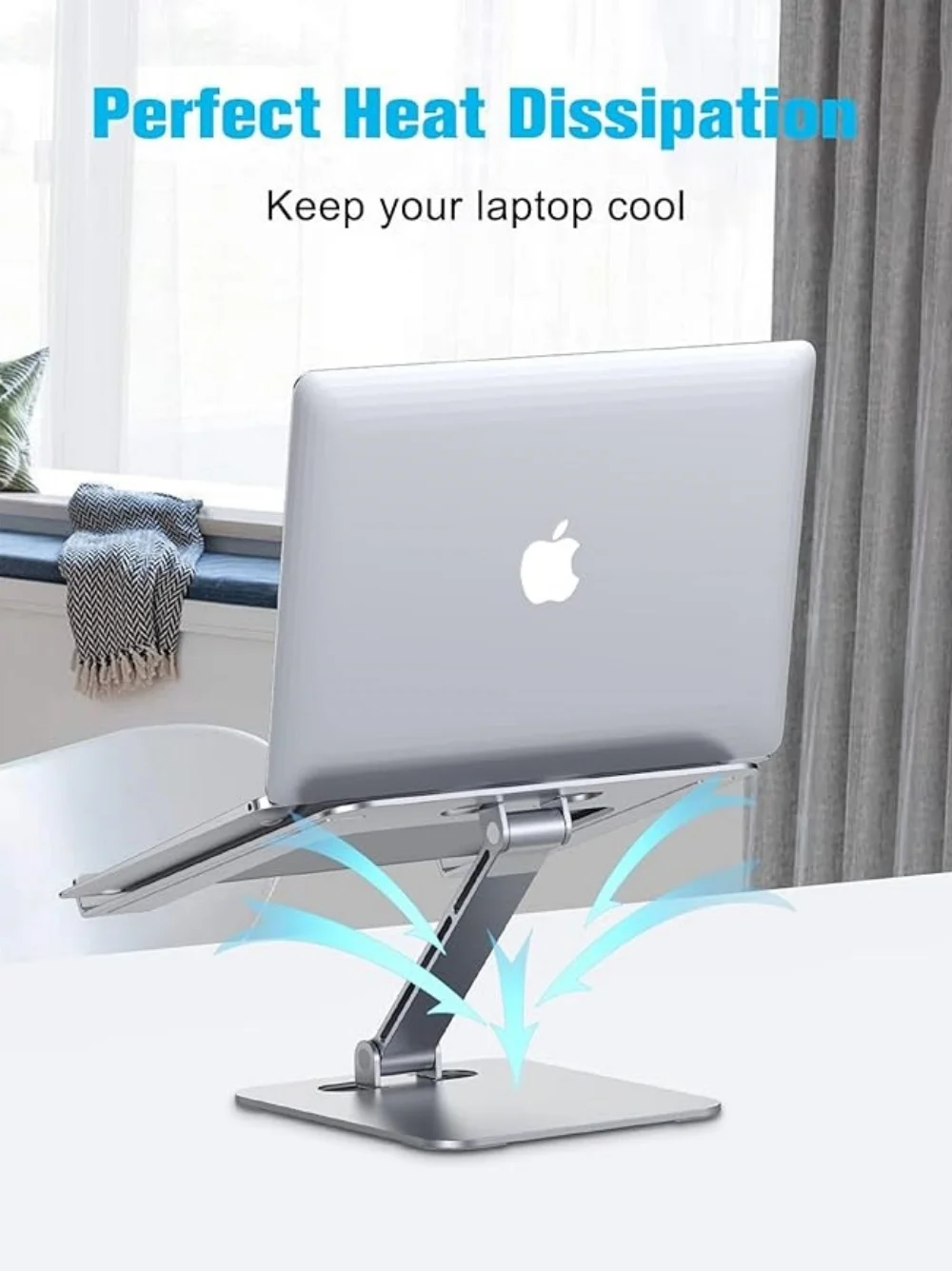 iDock Folding Computer Stand with Adjustable Height, Ventilated Aluminium Alloy Riser Compatible with All 10-16 Inch Laptop