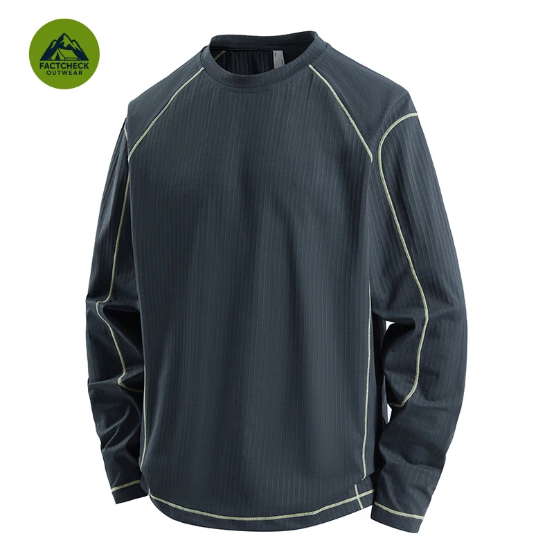 FACTCHECK EU US Size Men Outdoor Crew Neck Long Sleeve T-Shirt, Color Block