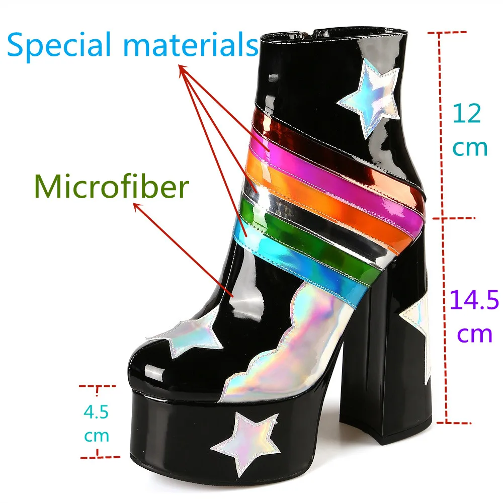 【JOCHEBED HU】Rainbow Super High Platform Short boots for Women Sky Clouds Thick Bottom Leather Long Designer Zipper Sexy 34-44