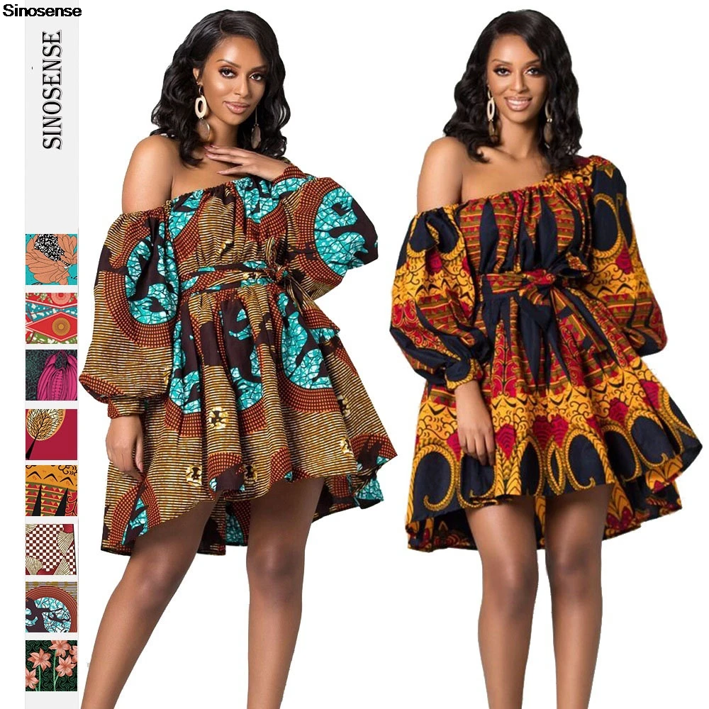 

Women's Sexy Boho African Dress One Shoulder Oblique Neck Long Sleeve A Line Swing Dress Y2K Night Out Club Party Mini Dress