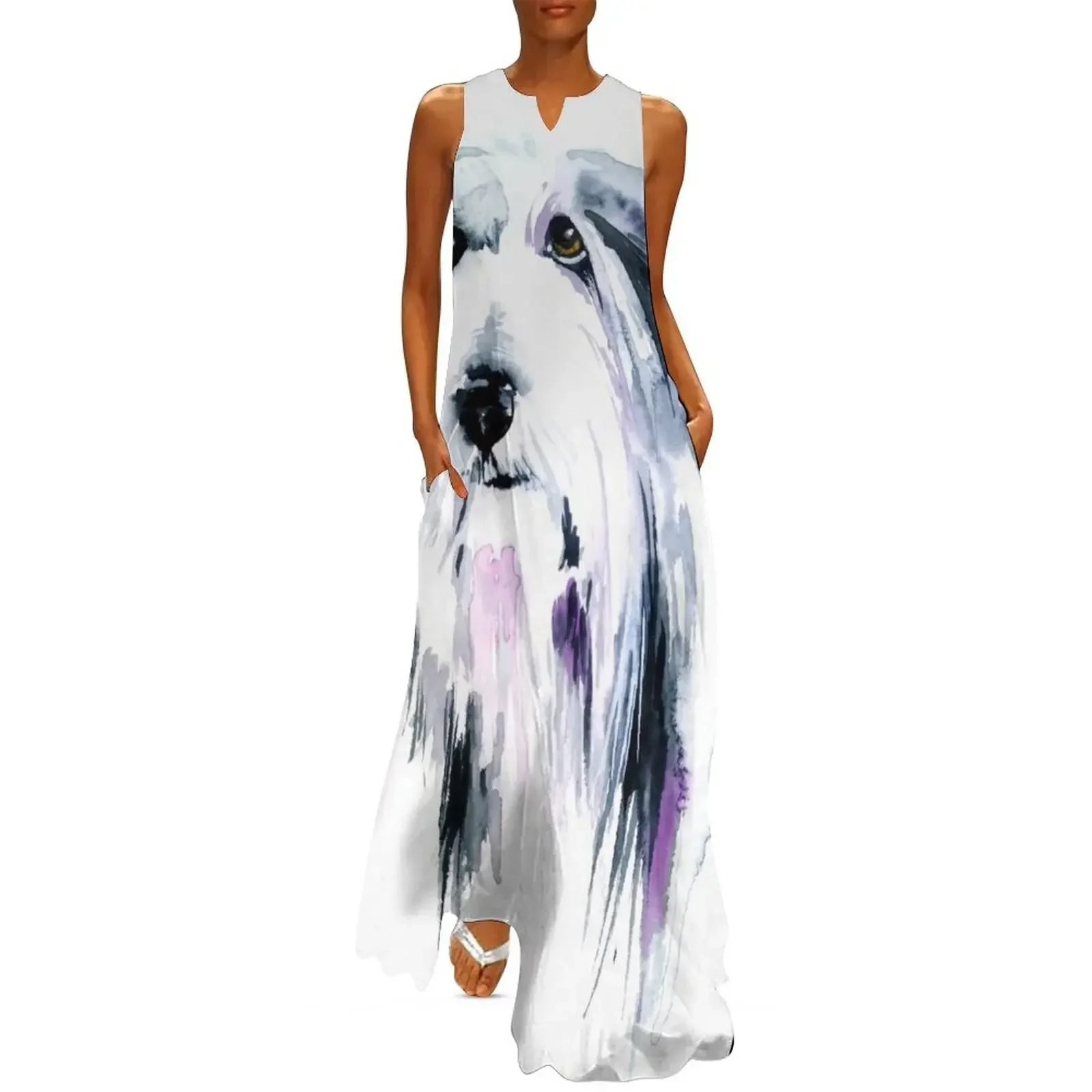 

Bearded Collie Long Dress Casual dresses long dress women Summer women's clothing elegant dresses plus sizes Dress