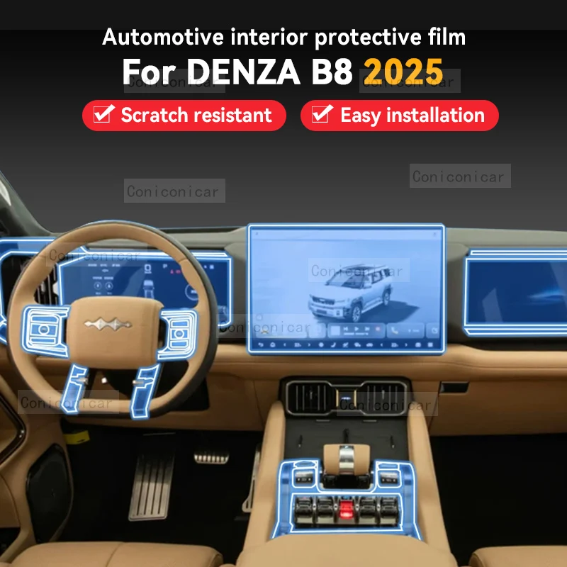 

For DENZA B8 2024 2025 Car Panel Film Dashboard Protective Sticker Interior Screen Anti-Scratch Film Cover Accessories