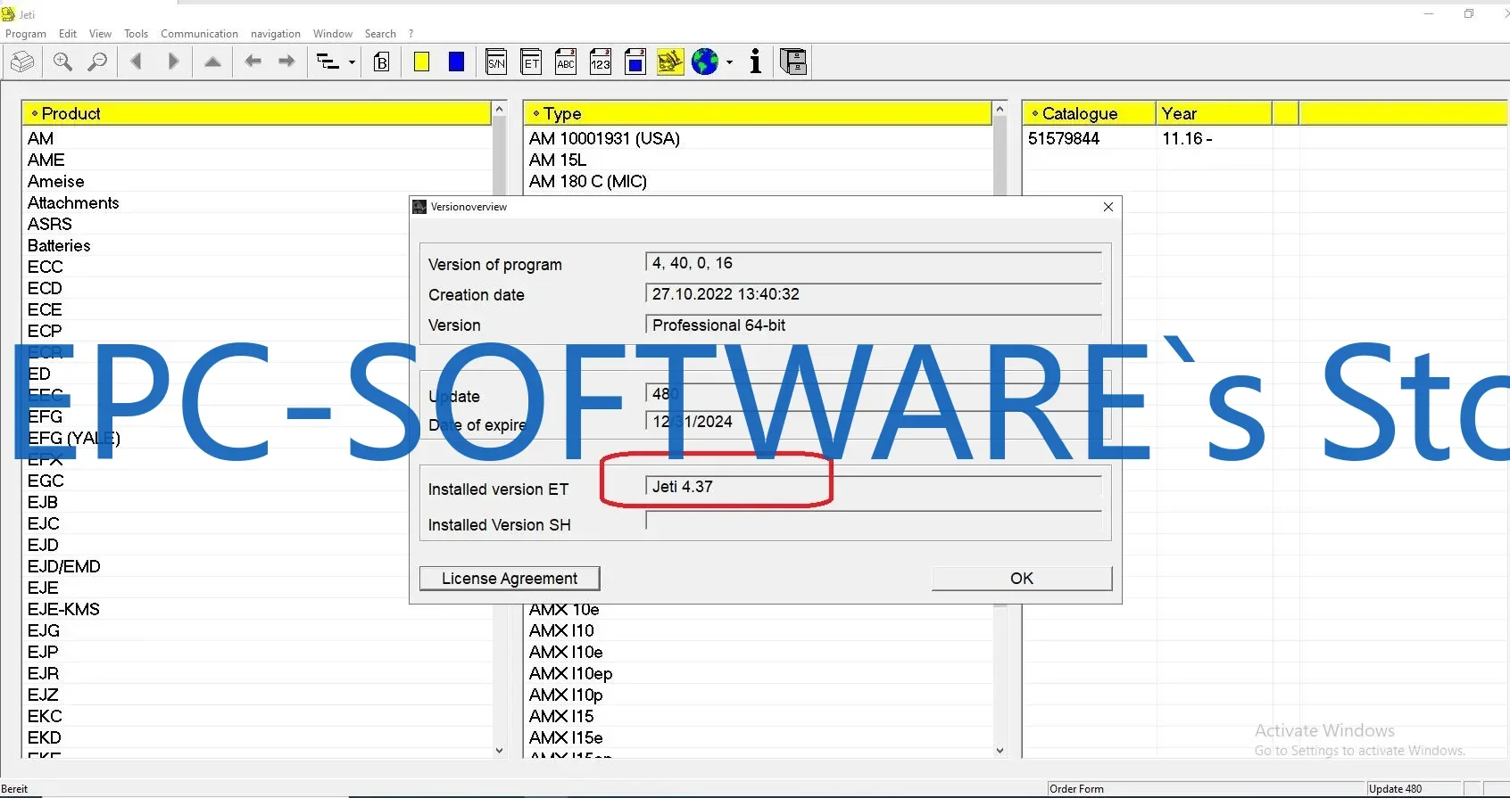 EPC-SOFTWARE JETI ForkLift (ET) V4.37 [538] Updated [03.2025] Spare Parts Catalog for Jungheinrich +Expire Patch