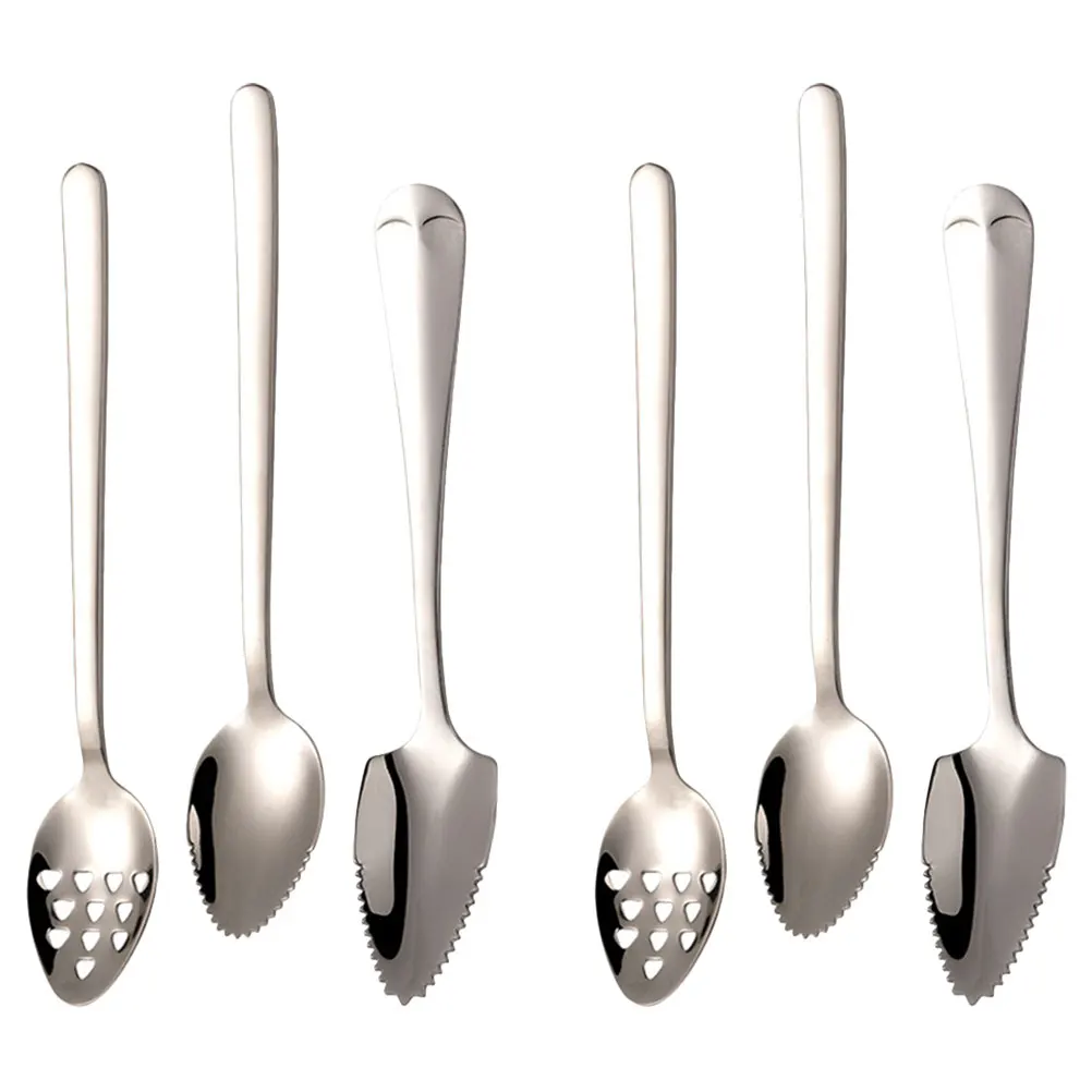 

6Pcs Fruit Puree Scraping Spoons Baby Feeding Stainless Steel Dessert Spoons Toddler Kitchen Tool Durable Fruit Spoon