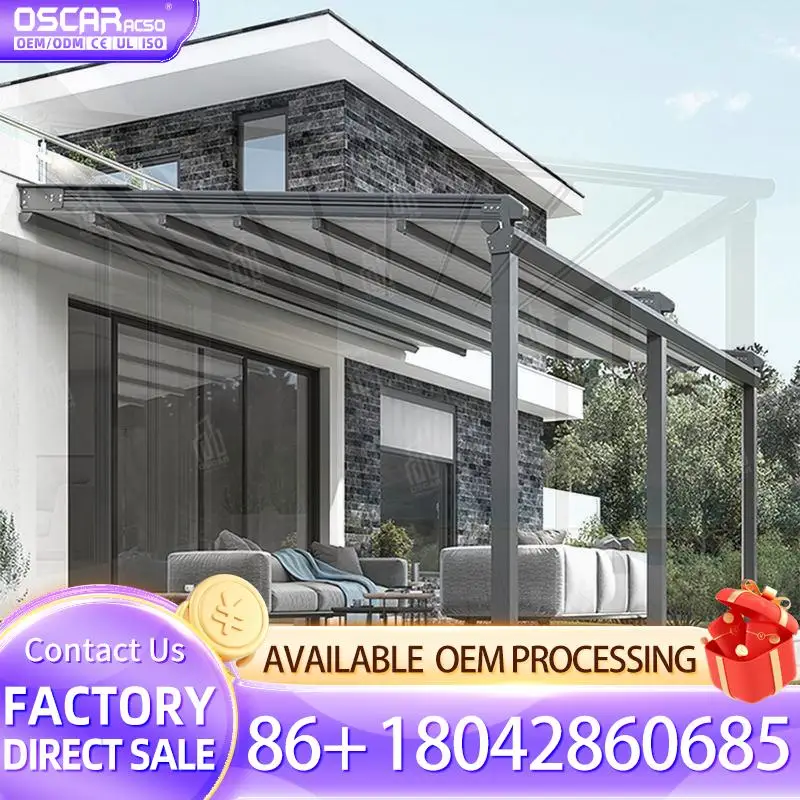 

Waterproof Retractable Awning Shade System Comfortable for Patio Garden Outdoor Retractable Canopy Pergola