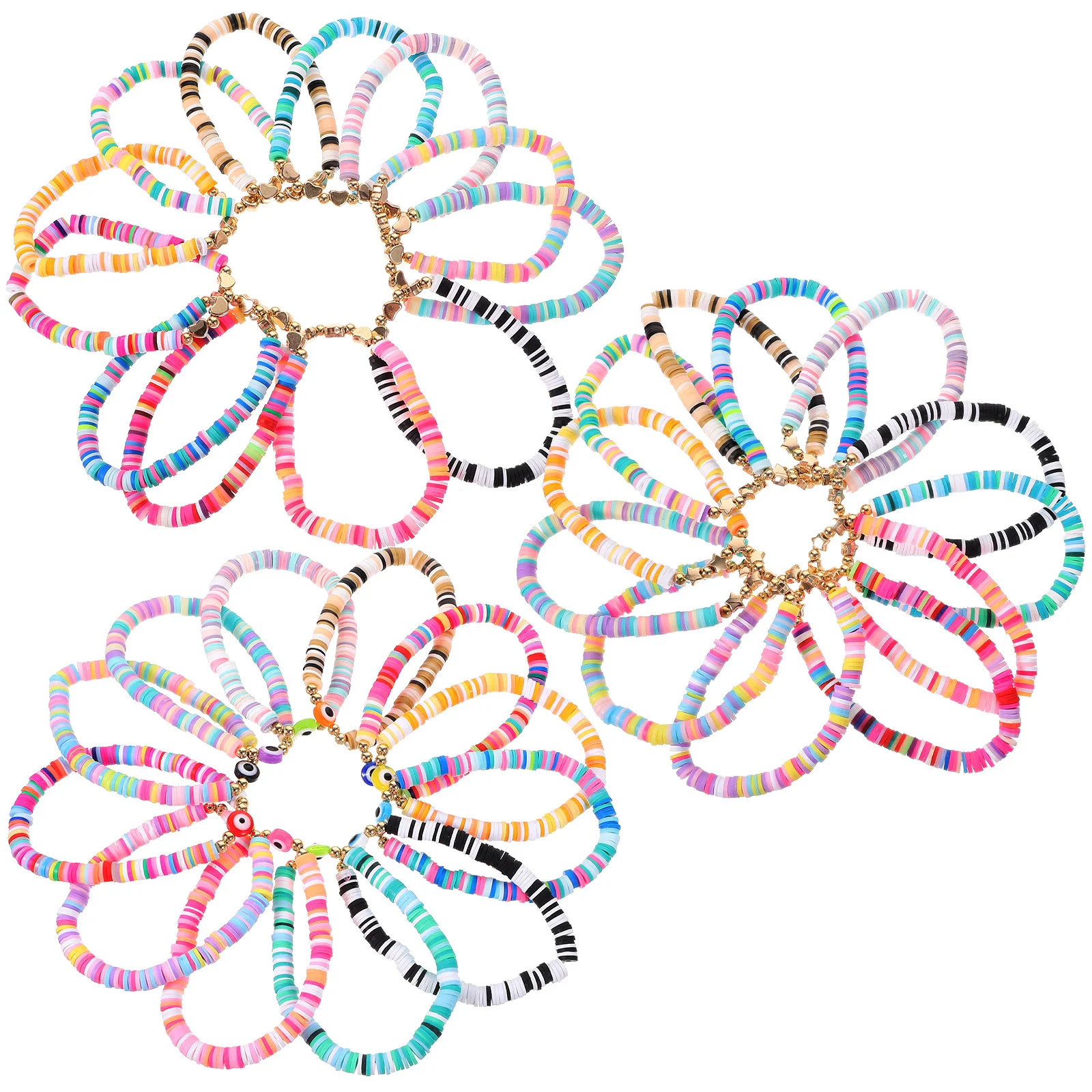 

36Pcs Colorful Bohemian Clay Bead Set Lightweight Comfortable Durable Women's Wrist Jewelry Summer Beach