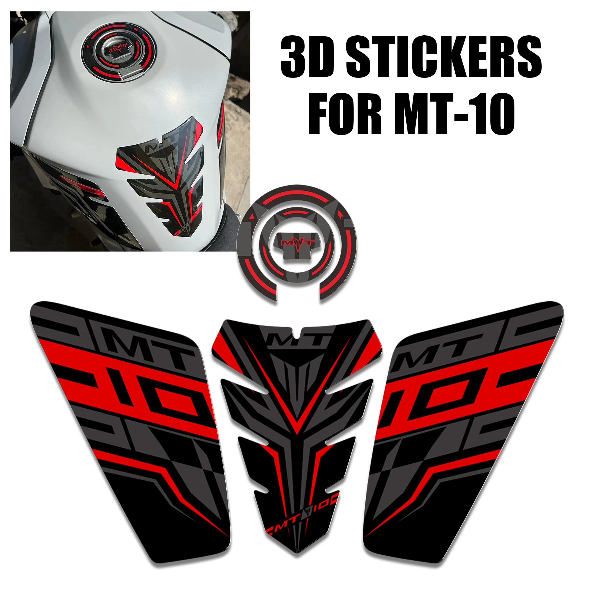 For Yamaha MT10 FZ10 FZ MT - 10 SP 3D Adhesive Stickers Decals Tank Pad Grips Gas Fuel Oil Kit Knee Protector Hyper Naked Bike