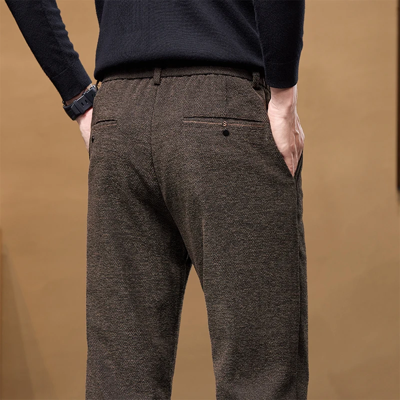 

Осенние мужские повседневные брюки Деловые прямые простые однотонные брюки Мужская брендовая одежда Свободные удобные брюки с эластичной резинкой на талии