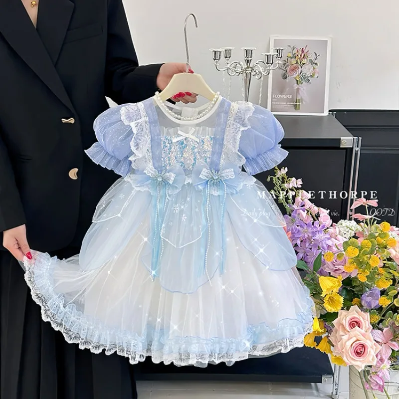 Girls' dress summer new 2026 Korean version western-style baby girl beautiful mesh birthday princess dress