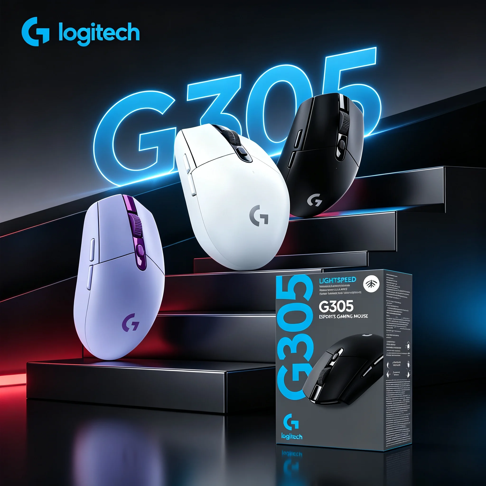 Logitech G305 LIGHTSPEED Wireless Gaming Mouse, 12000 DPI HERO Sensor, 250 Hours Battery Life 6 Programmable Buttons Gaming Mice