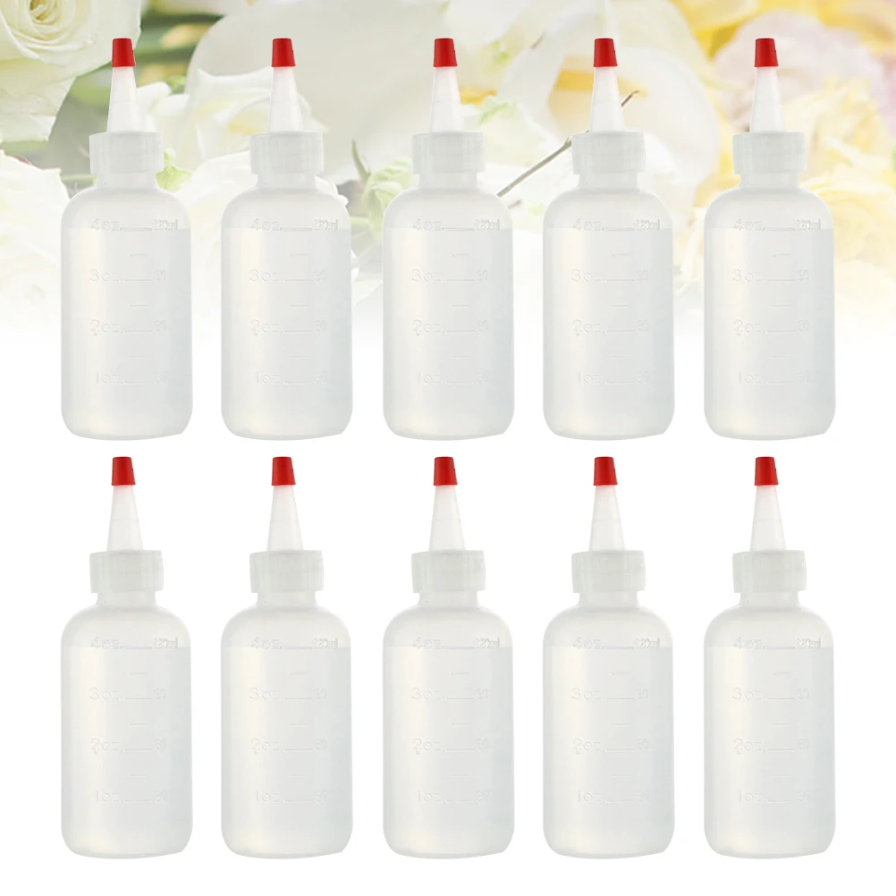 

10pcs 120Ml Plastic Squeeze Bottle Scale Leakproof Condiment Dispenser For Ketchup Mustard