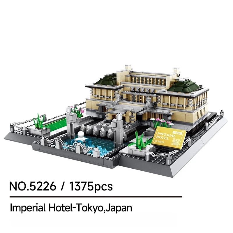 SEMBO 東京帝国ホテルビルディングブロッククリエイティブ手組み立てランドマークビルディングモデルデスクトップ装飾品教育玩具