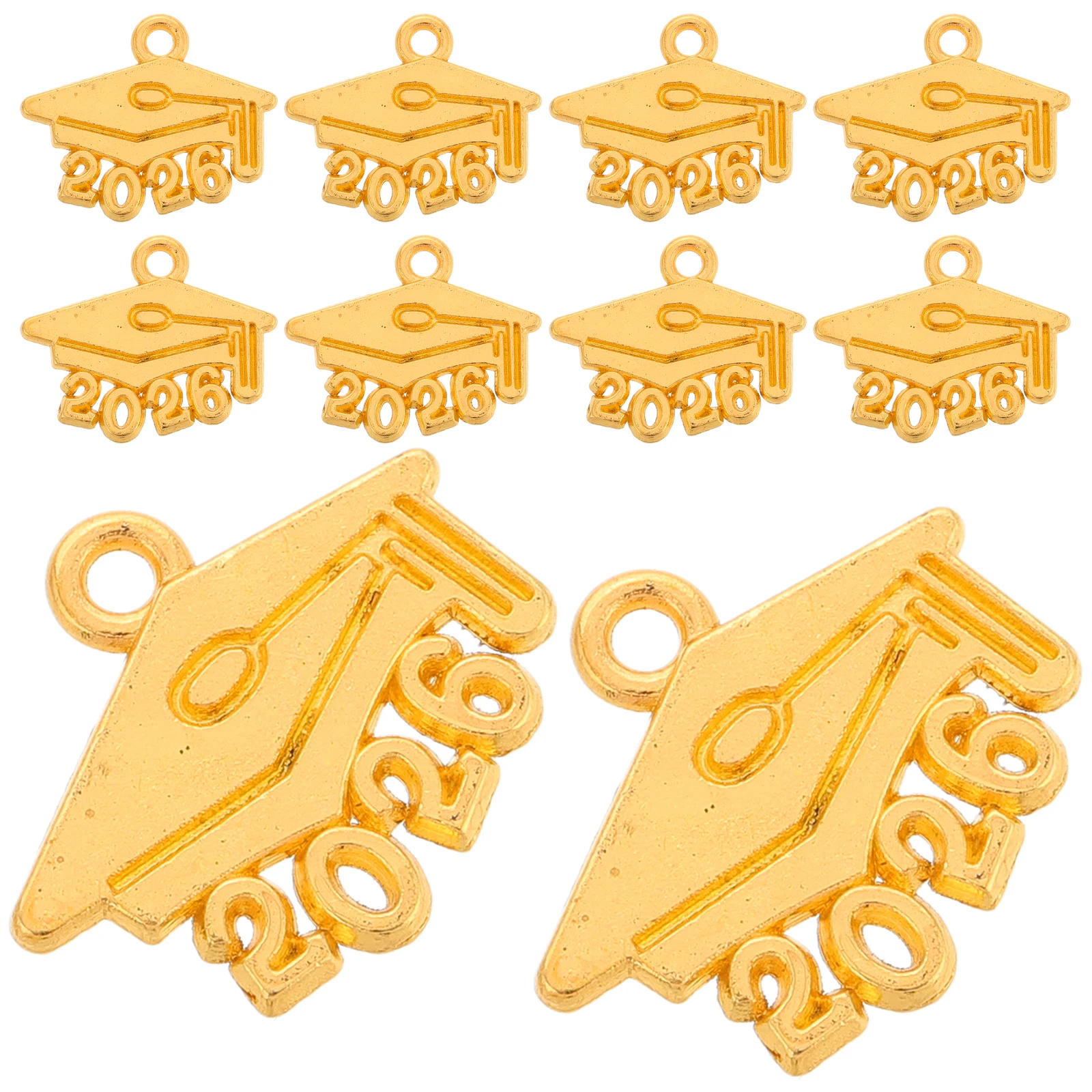 

100pcs Alloy Key Ring Graduation Cap Charms Tassel Pendant Memorial Decoration DIY Keychain Accessories Golden