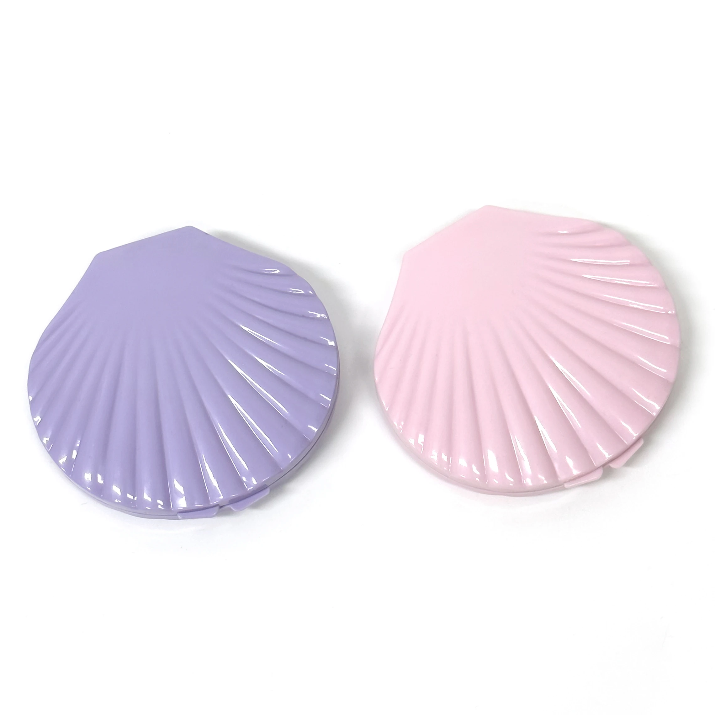 Bonito Shell Shaped Folding Maquiagem Espelho, dupla face Pocket Mirror, 1x, 2x