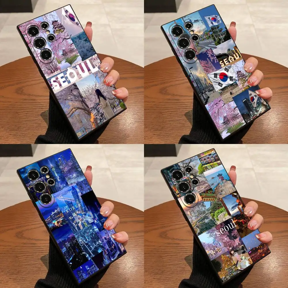 

South Korea SEOUL Travel Phone Case For Samsung S25,S24,S21,S22,S23,S30,Ultra,S20,Plus,Fe,Lite,5G Black Box