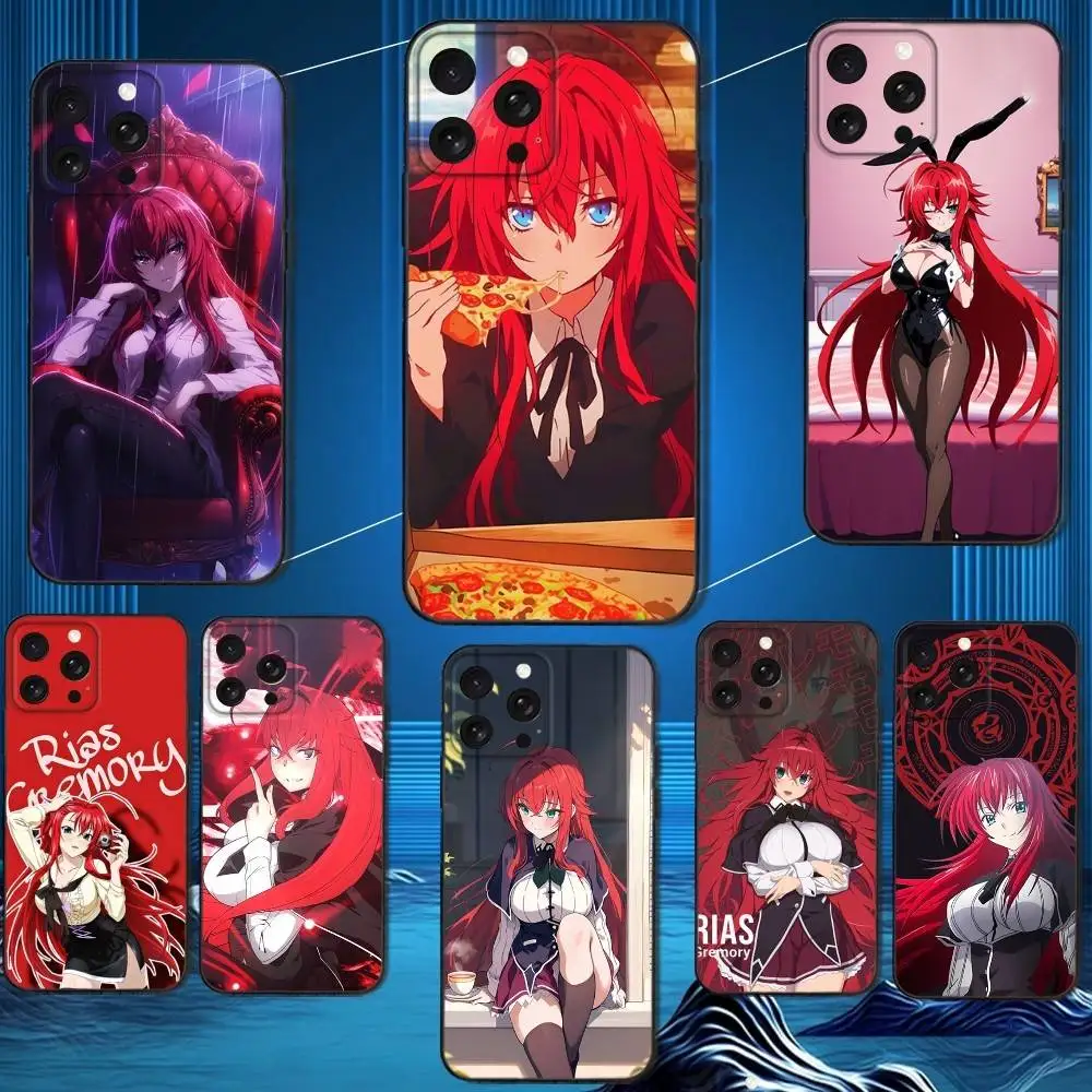 

High School Rias G-Gremory Phone Case For iPhone 16,15,14,13,12,11 Plus,Pro Max,XS,X,XR,SE,Mini,8,7,Soft Silicone Black Cover