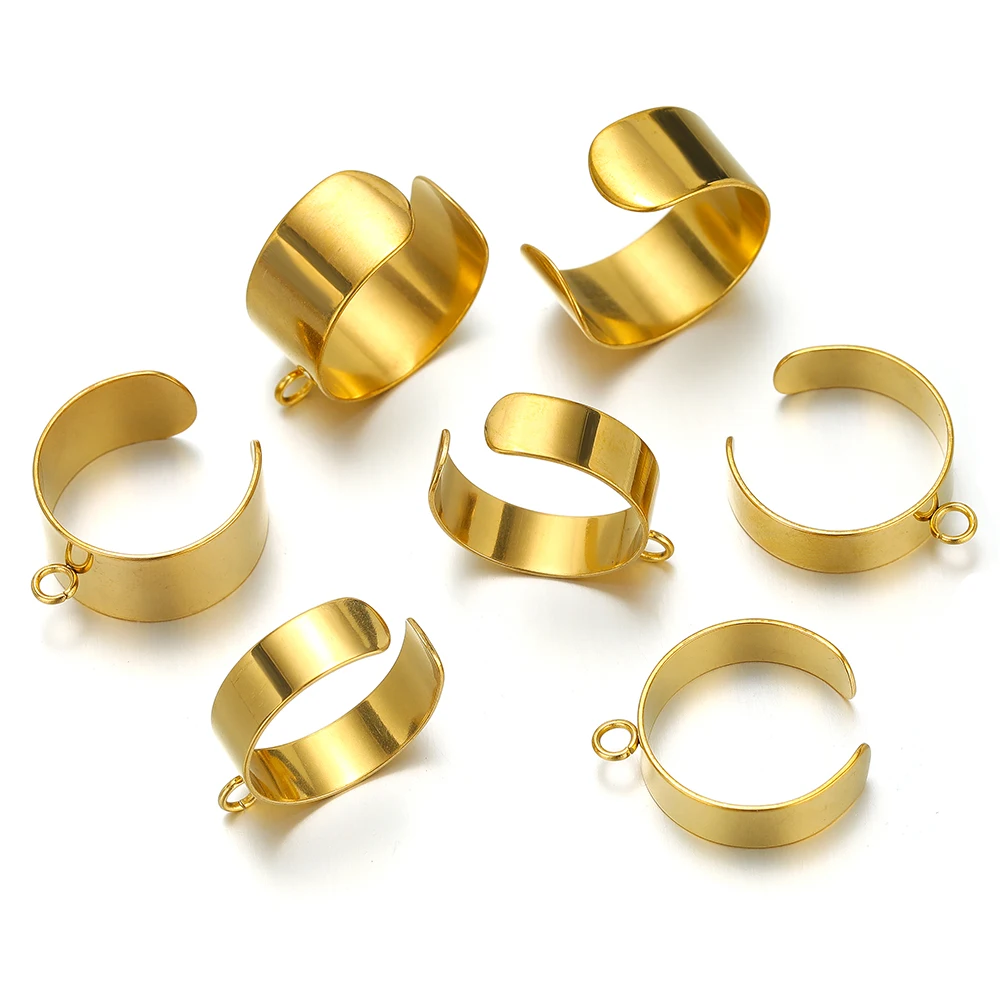 10pcs Stainless Steel Gold Plated Split Rings Finger Circle Jewelry Tools Settings With Hooks For DIY Jewelry Making Findings