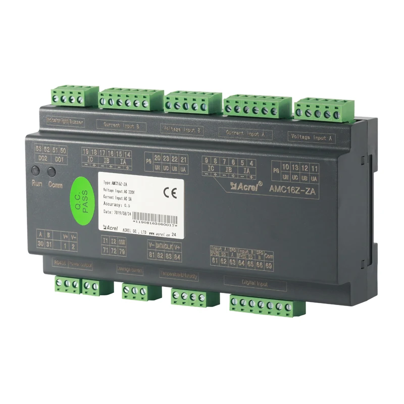 2 Channel Three Phase Incoming Lines AC Din Rail Multi Circuit Power Meter AMC16Z-ZA for IDC Data Center Monitoring