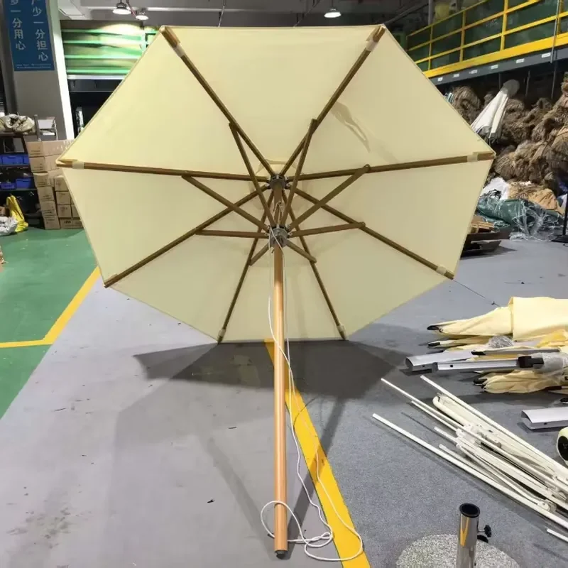 Round Strong Waterproof Design Sunshade Parasol Custom Logo Outdoor Umbrella for Commercial Use Cafe Terrace