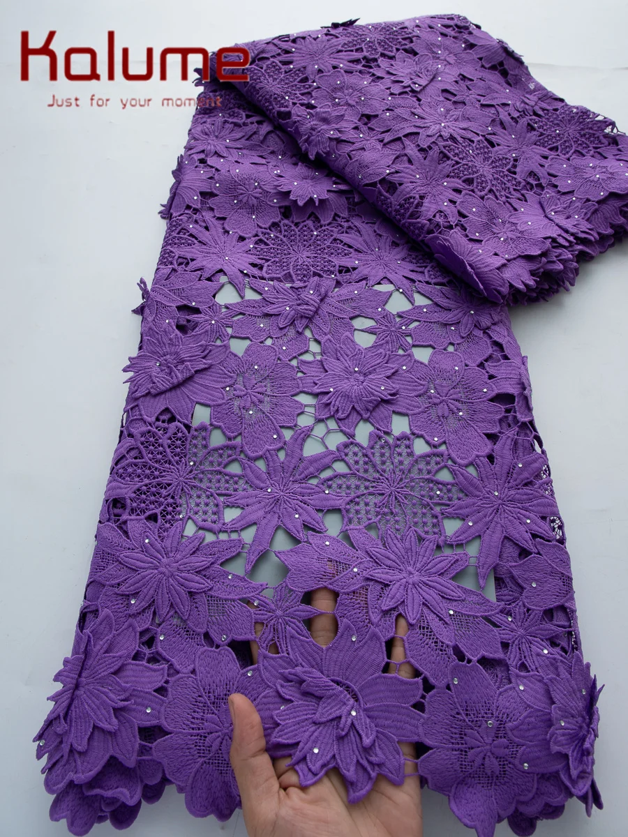 Kalume Guipure African Cord Lace Fabric High Quality 2026 Knitted Water Soluble 5Y Nigerian Cord Lace Fabric for Sewing 4942