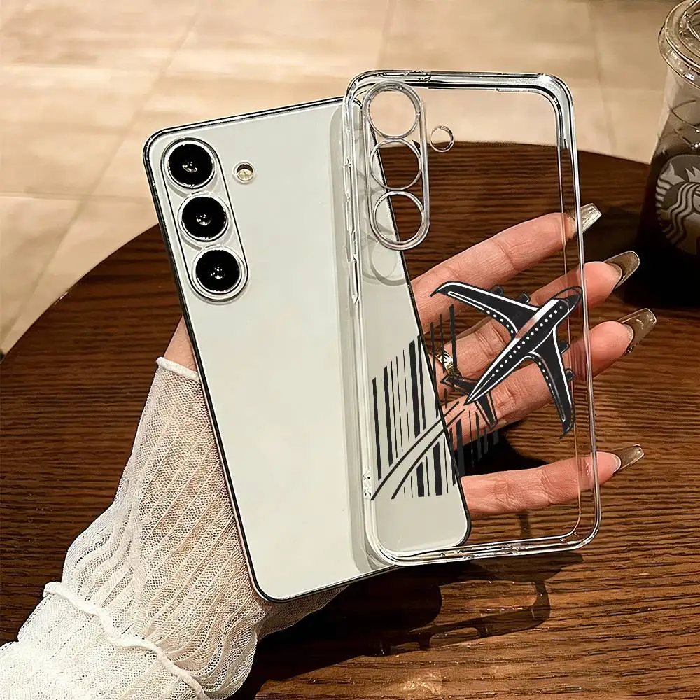 

Travel A-Airplane Phone Case Transparent Silicone Soft For SamsungA10,12,20,21S,30,31,40,50,51,52,70,71
