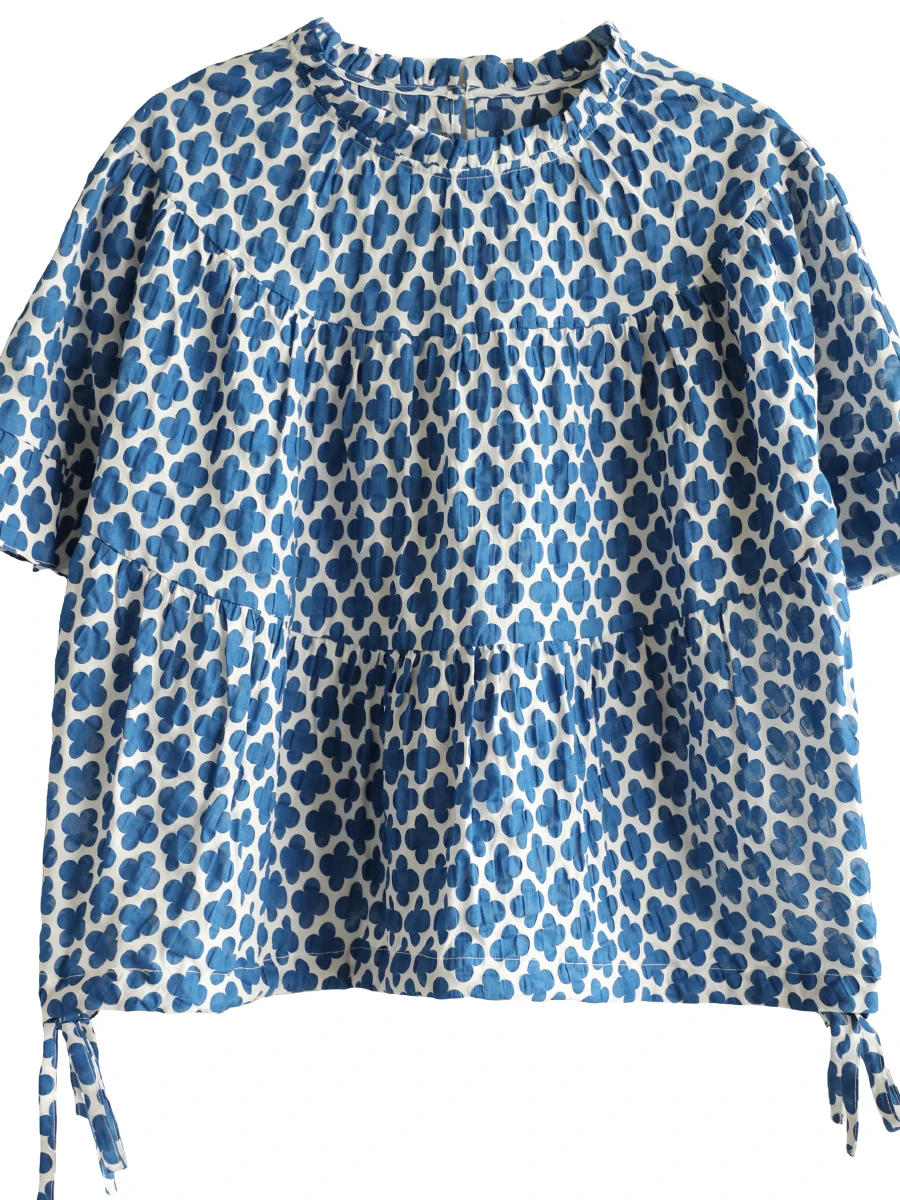 التخسيس مطبوعة فضفاضة ort Sve irt Dstring أعلى إخفاء اللحوم حجم كبير المرأة الصيف Faion بلوزة مريحة غير رسمية #5