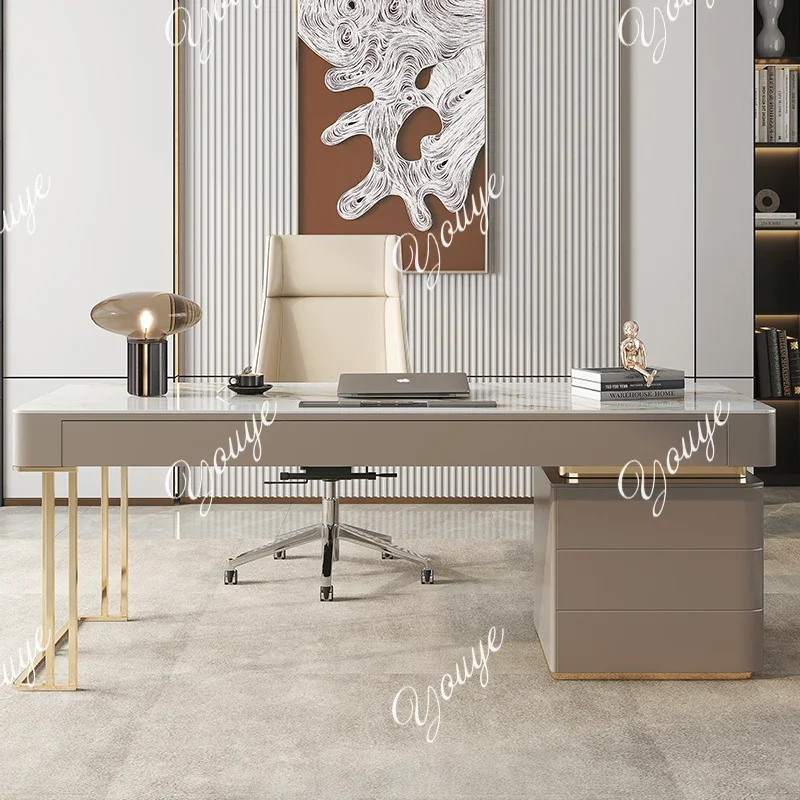 SX Light Luxury Rock Slab Desk Modern Simple High-end Desktop Computer Desk Office Study Table Home Writing Desk