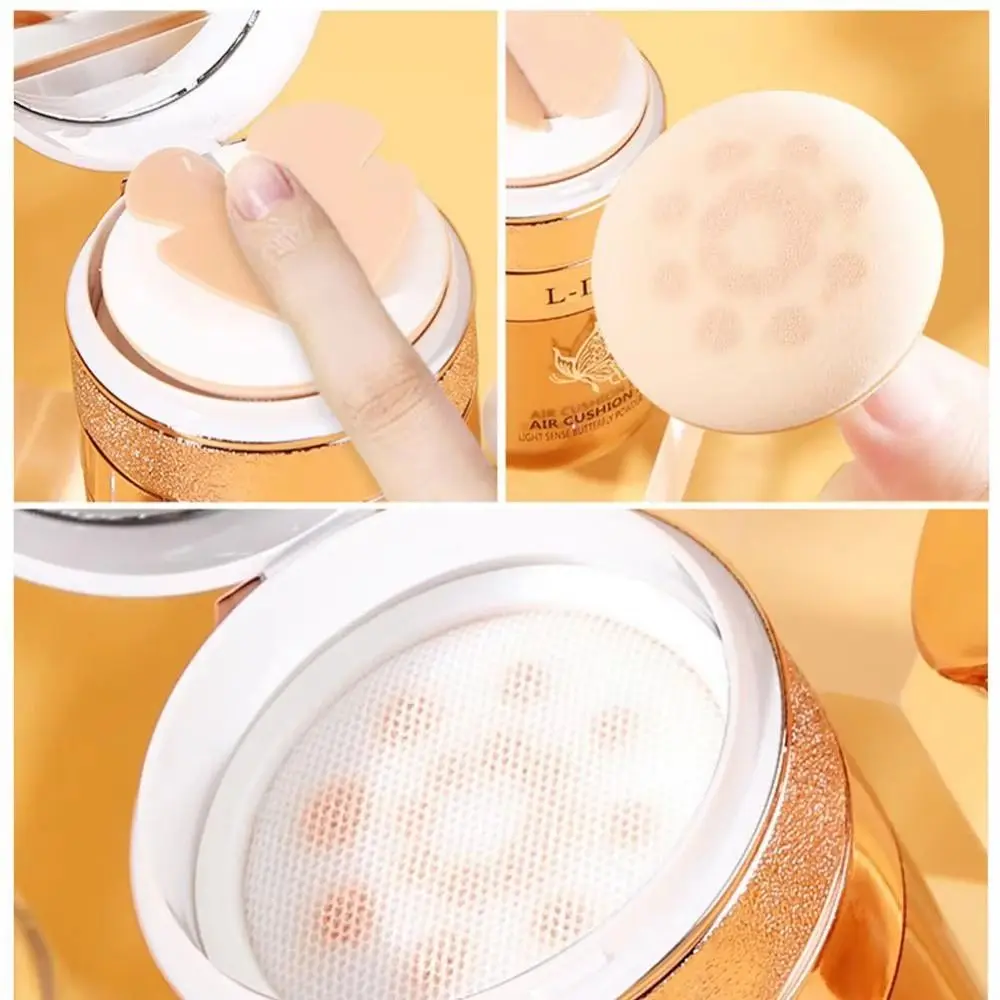 Blanqueamiento mariposa cojín BB crema corrector control de aceite base hidratante CC crema acabado Natural maquillaje resistente al agua