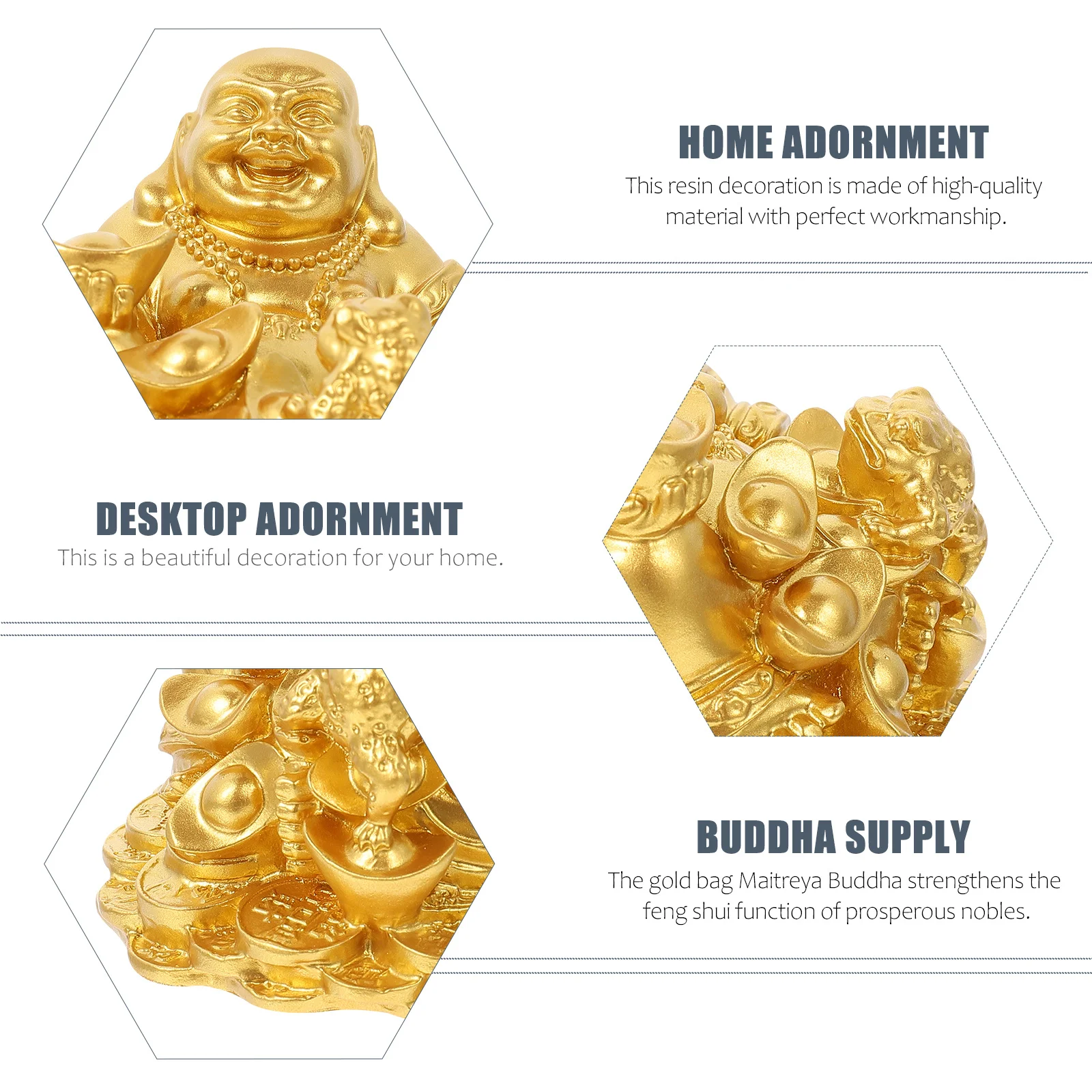 

2Pcs Resin Golden Toad Maitreya Buddha Statue Anti-Crack Home Feng Shui Ornament Desktop Adornment Home Adornment