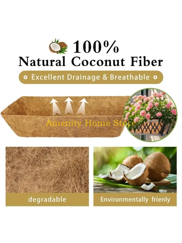 F26C 2Pcs Breathable Coconuts Liner For Planter Prevents Root Rot Decorative Garden