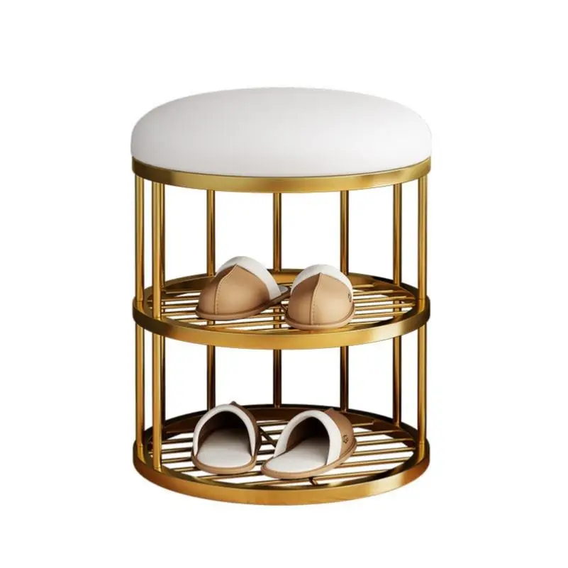 

Entrance Living Room Changing Shoe Stool Iron Simple Shoe Rack Soft Bag Doorway Shoe Cabinet Can Be Seated Ottoman Vanity Chair